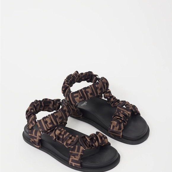 Fendi Black and Brown Logo Sandals - Picture 3 of 11
